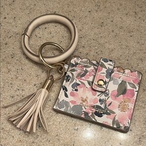 Nanette Lepore Pink and Cream Floral Card Holder